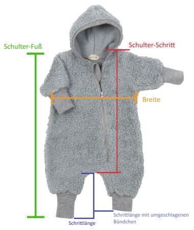 Walkloden Kapuzen Overall Grau Meliert