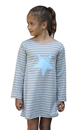 %Sale% Kleid Longshirt Langarm mit Stern Applikation Gr. 128/134