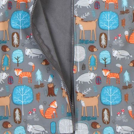 Softshell Jacke Grau mit Waldtieren
