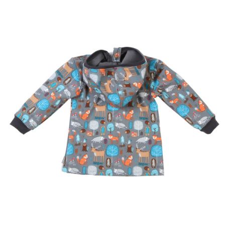 Softshell Jacke Grau mit Waldtieren