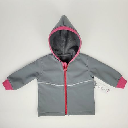 Jacke Softshell Grau Pink Reflektorband Gr. 74/80