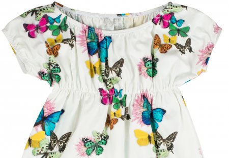 Carmenkleid Jersey Blume Schmetterlinge