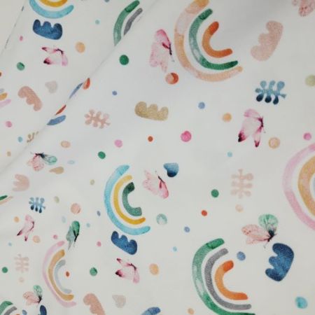 Carmen Sommerkleid Weiß Regenbogen