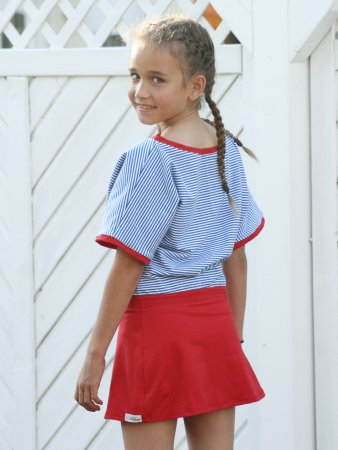 Mädchen Kleid Sommerkleid Fledermaus Jersey gestreift Rot Weiß