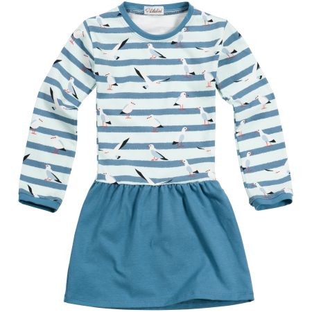 %Sale% Jersey Kleid Longshirt Langarm Kurzarm mit Rundausschnitt Maritim Möwen Blau Gr. 104/110
