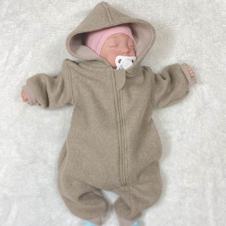 Walkloden Kapuzen Overall Sand