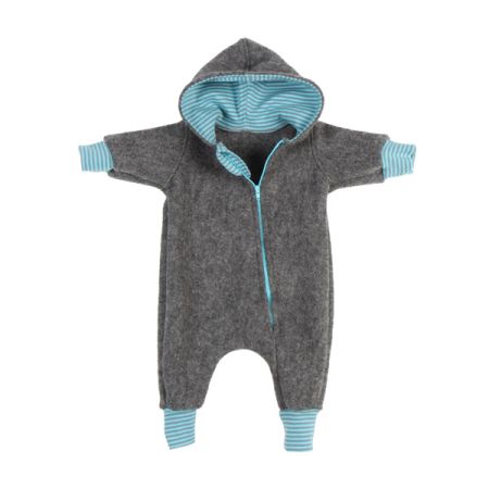 Walkloden Kapuzen Overall Grau Meliert