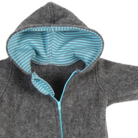 Walkloden Kapuzen Overall Grau Meliert