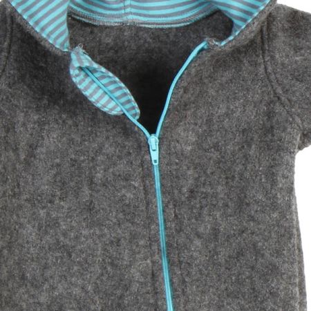 Walkloden Kapuzen Overall Grau Meliert