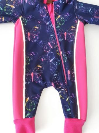 Gr. 56/62 Overall Softshell Pink Blau Schmetterlinge Reflektorbänder