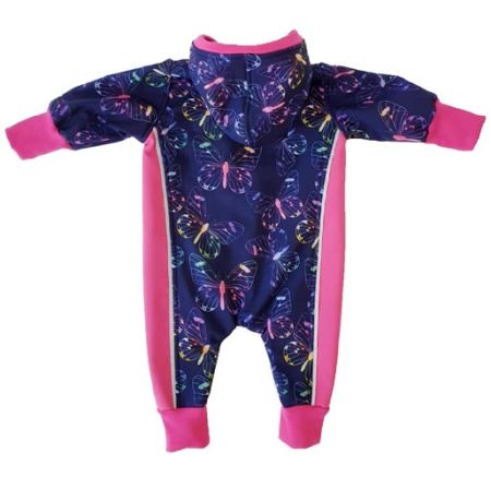 Gr. 56/62 Overall Softshell Pink Blau Schmetterlinge Reflektorbänder