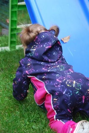 Gr. 56/62 Overall Softshell Pink Blau Schmetterlinge Reflektorbänder