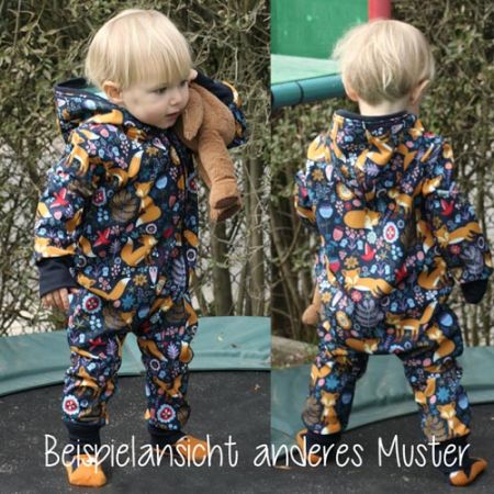 Gr. 56/62 Overall Softshell Blau Rosa Rehe Reflektorbänder