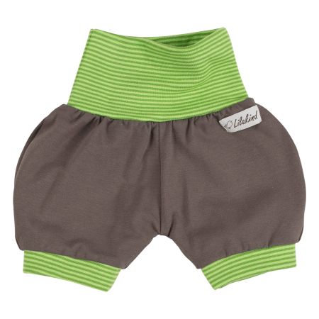 Shorts Uni Taupe Grün Gestreift