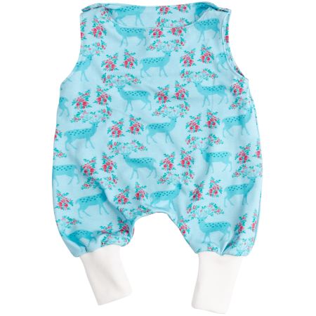%Sale% Baby Strampler Blau Blumen Rehe 50/56