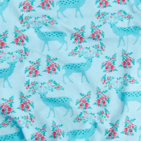 %Sale% Baby Strampler Blau Blumen Rehe 50/56