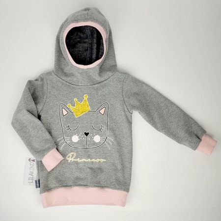 Kapuzensweater Grau Rosa Katze Gr.104/110
