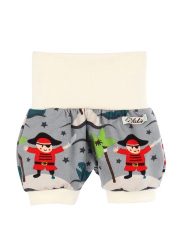 Kurze Pumphose Piraten Motiv Grau