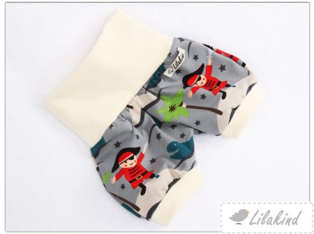 Kurze Pumphose Piraten Motiv Grau