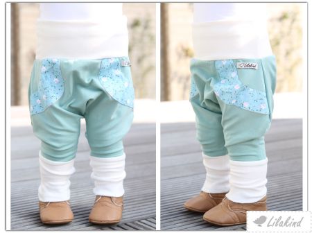 %Sale% Pumphose Jersey Sweat Mint Blumen 62/68