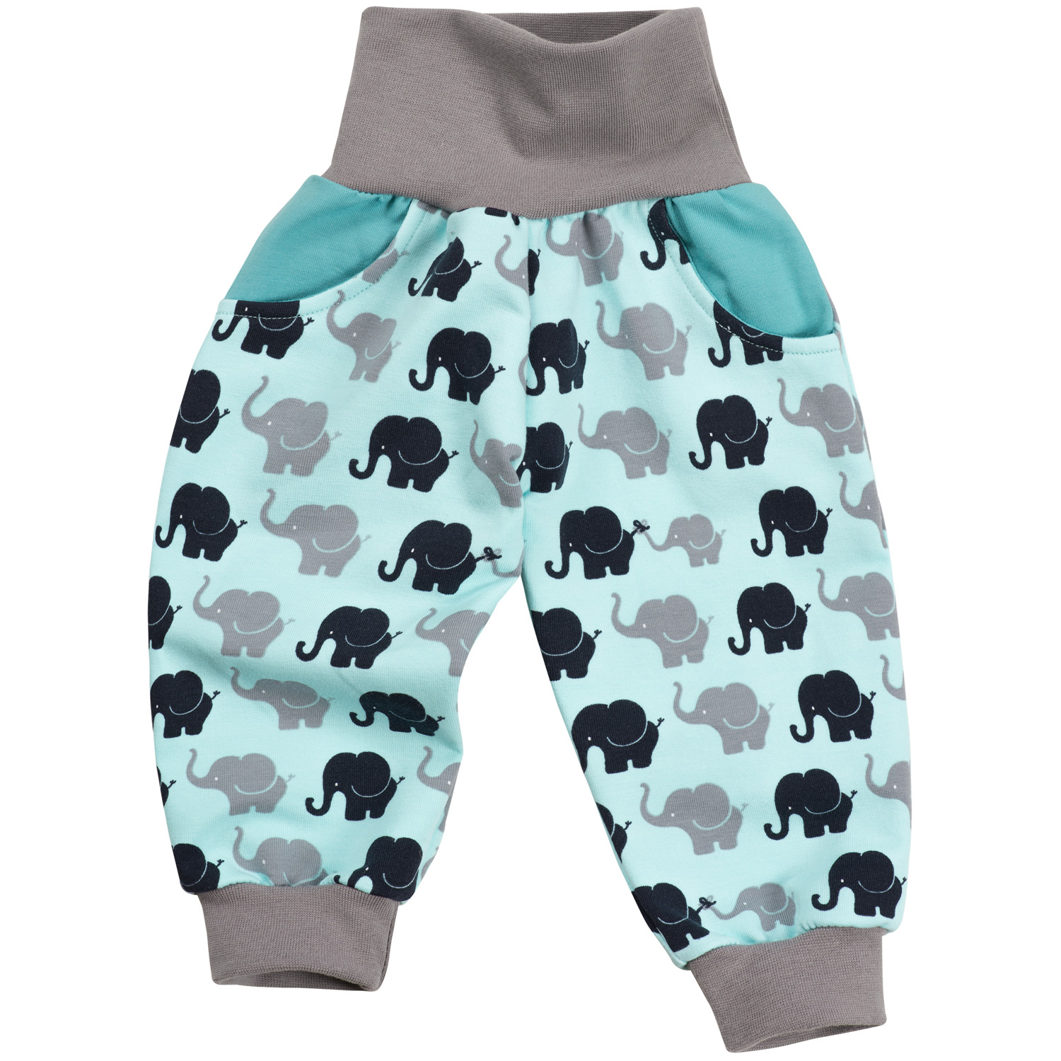 Lilakind Jungen Hose Pumphose Babyhose Taschen Elefanten Türkis
