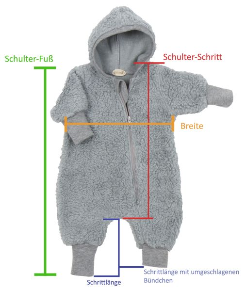 Walkloden Kapuzen Overall Grau Meliert