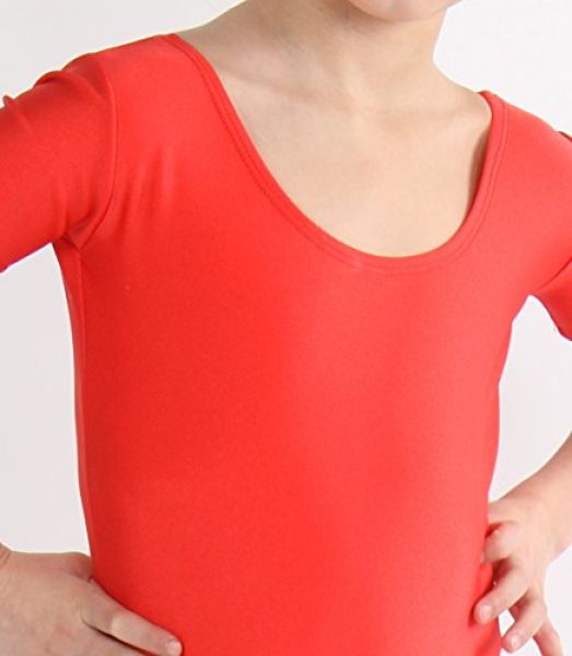%Sale% Mädchen Langarm Ballettbody Trikot Ballettanzug Balletttrikot Rot 110/116
