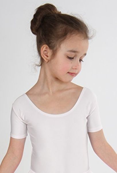 %Sale% Mädchen Kurzarm Ballettbody Trikot Ballettanzug Balletttrikot Neonpink 110/116