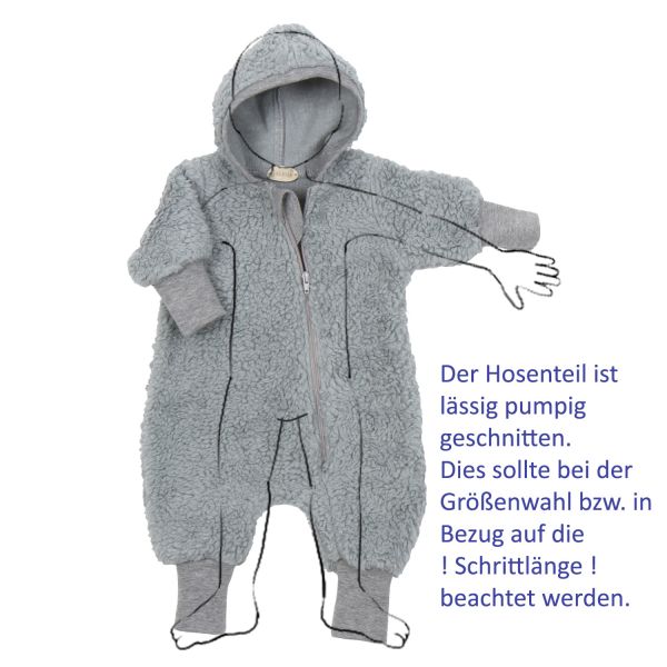 Walkloden Kapuzen Overall Grau Meliert
