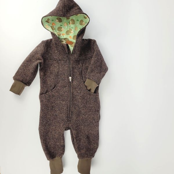 Walkoverall Braun Igel mit Bue Gr.86/92