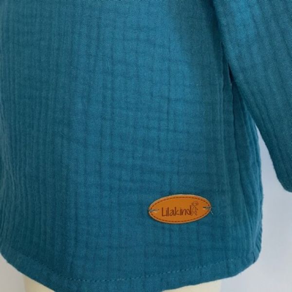 Musselin Jersey Übergangs-Jacke Petrol Gestreift