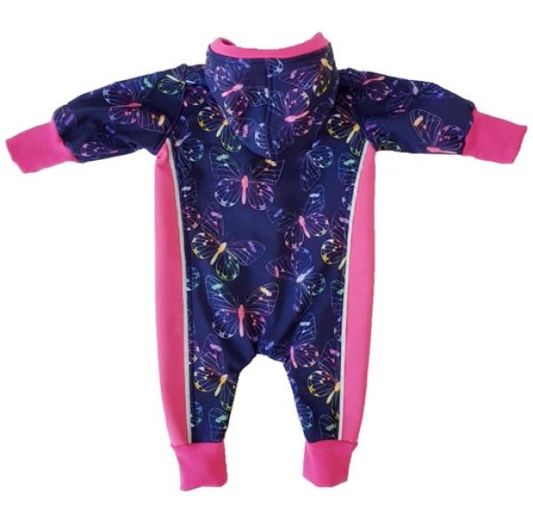 Gr. 56/62 Overall Softshell Pink Blau Schmetterlinge Reflektorbänder