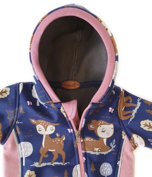 Gr. 56/62 Overall Softshell Blau Rosa Rehe Reflektorbänder