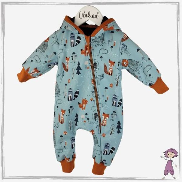 Overall Softshell Waldtiere Hellblau