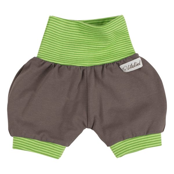 Shorts Uni Taupe Grün Gestreift