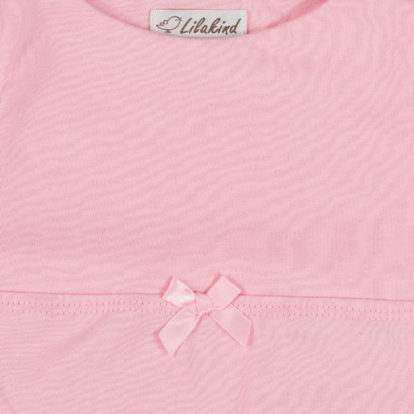 Baby Mädchen Strampler Einteiler Strampelanzug Schleife Uni Rosa