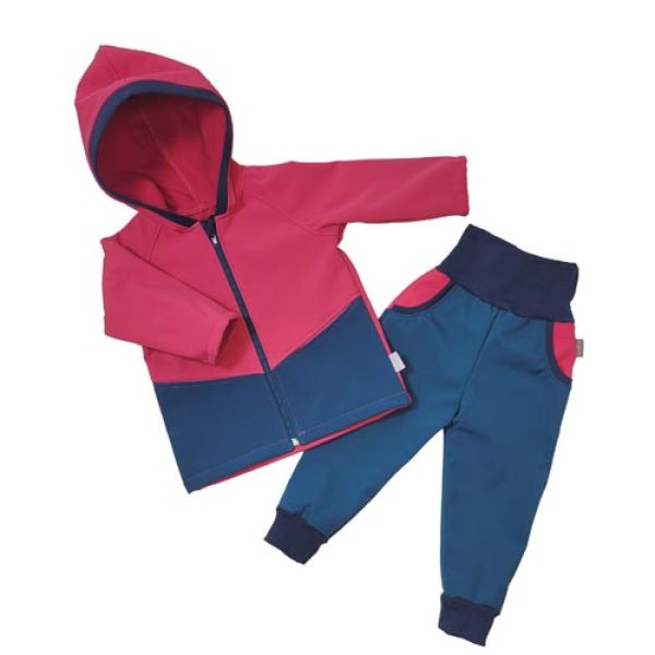 2 tlg. Softshell Set Jacke & Hose Fuchsia Blau