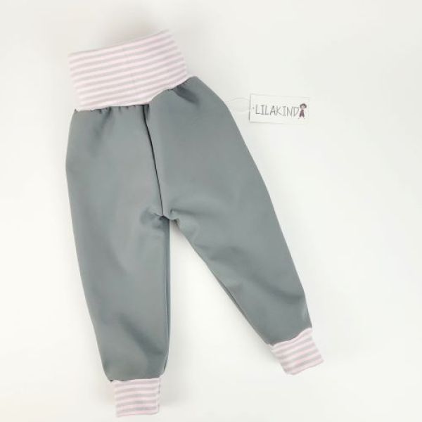 Softshellhose Grau Rosa-​Weiss gestreift Gr. 74/80