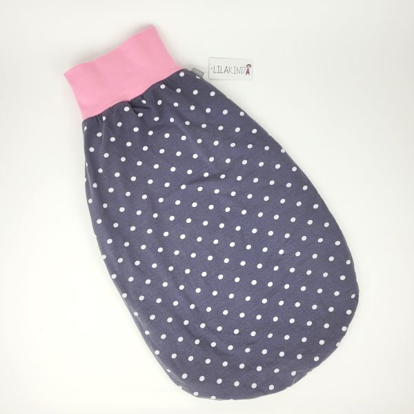 Strampelsack Jersey GrauWeissPunkte gefüttert Gr.XXL  /24-36 Monate