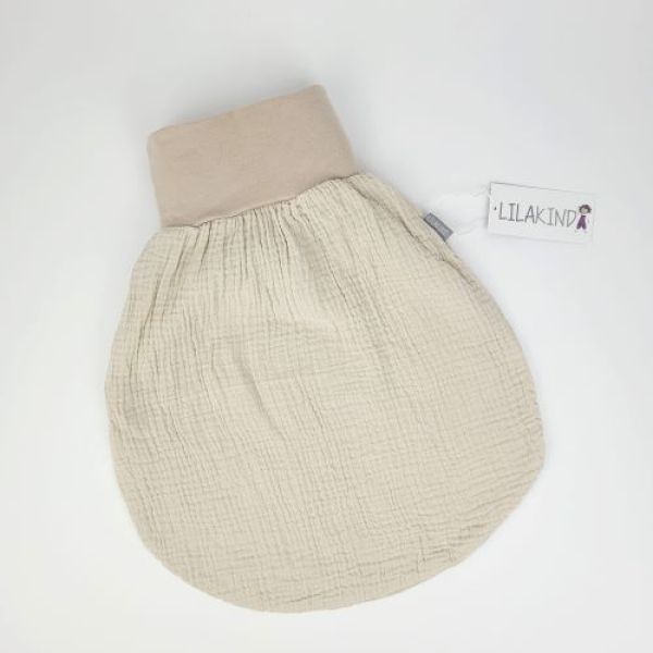 Strampelsack Musselin Beige ungefüttert  Gr.S /0-3 Monate