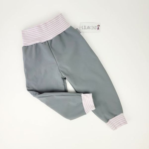 Softshellhose Grau Rosa Streifen Gr.80/86