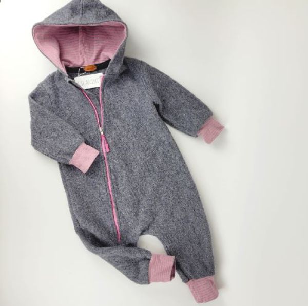 Walkoverall Grau Rosa Gr.92/98