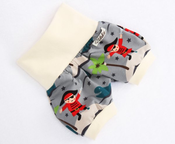 Kurze Pumphose Piraten Motiv Grau