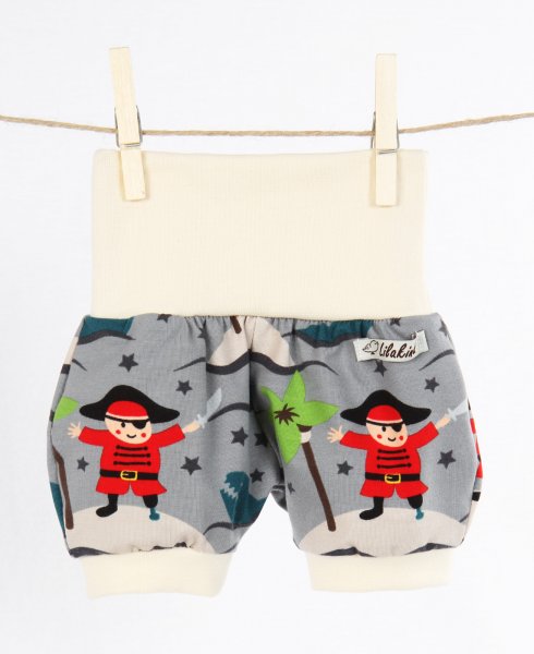 Kurze Pumphose Piraten Motiv Grau