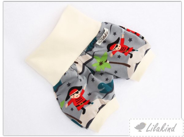 Kurze Pumphose Piraten Motiv Grau