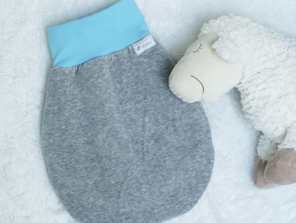 Strampelsack  Nicki Grau Meliert Türkis Gefüttert 0-3Monate