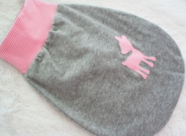 Strampelsack Grau Rosa Reh Gefüttert 0-3 M
